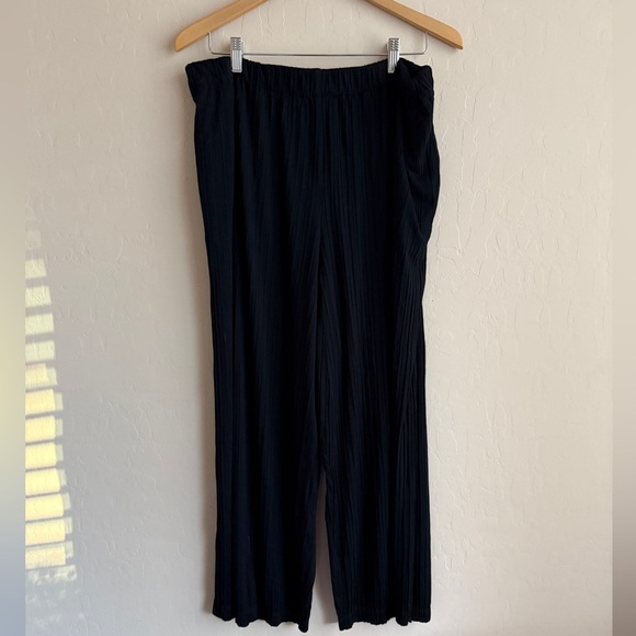 Oska Women Wide Leg Trouser Pant Pull On Crinkle Micro Pleat Lagenlook 14/16 - Picture 4 of 9